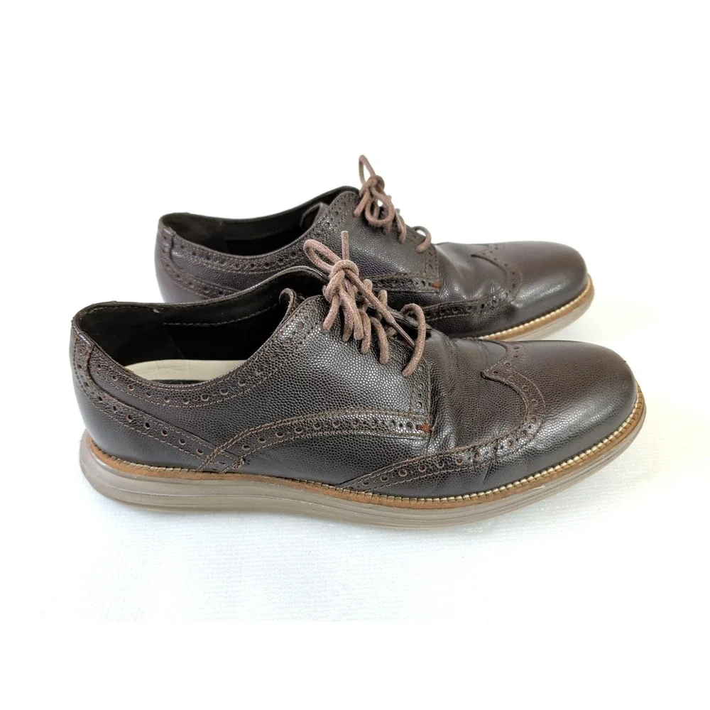 Cole Haan Grand OS Wingtip Oxford‎ Shoe Mens 8 Brown Leather Business Casual